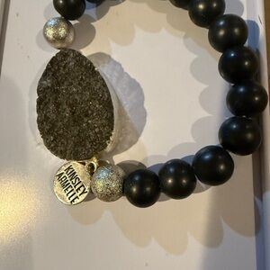 Kinsley Armelle Black and Silver Beaded Bracelet